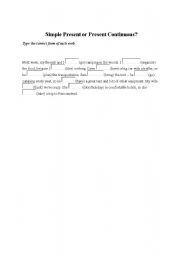 English Worksheet: Present Simple or Present Continuous 