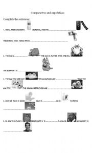 English worksheet: comparatives and superlatives