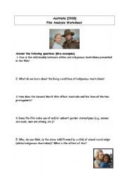 English Worksheet: Australia film Worksheet  (2008)