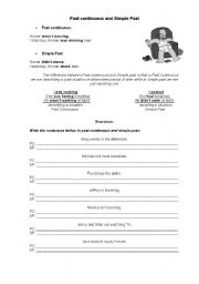 English worksheet: Simple past vs Past continuous