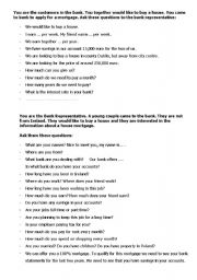 English Worksheet: Activity: In the Bank