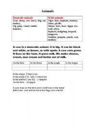 English worksheet: Animals