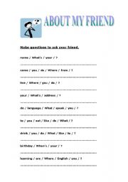 English worksheet: asking questions