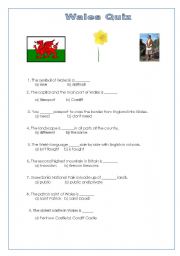 English worksheet: Wales Quiz