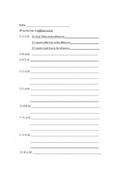 English worksheet: Telling time in English: Numbers to words 