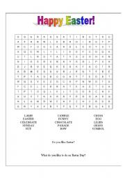 English Worksheet: Easter Wordsearch for kids!