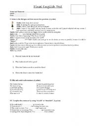 English worksheet: English Test of secundary grade