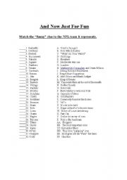 English worksheet: And now just for fun ... NFL Teams