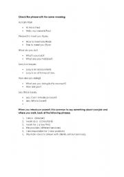 English worksheet: Introducing yourself