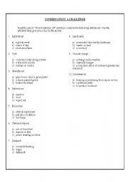 English worksheet: Conservation: A Challenge