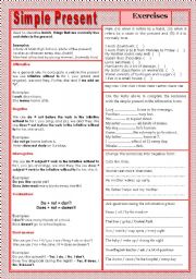 English Worksheet: Simple Present - explanation and exercises