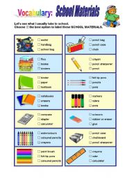English Worksheet: School Materials