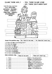 English Worksheet: THERE IS / ARE + SOME / ANY