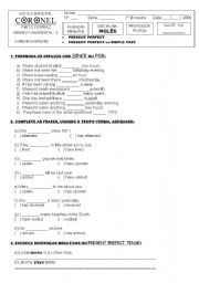 English worksheet: present perfect vs simple past