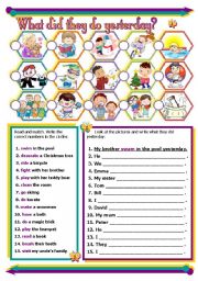 English Worksheet: WHAT DID THEY DO YESTERDAY?