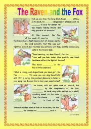 English Worksheet: The Raven and the Fox - Past Simple 2 pages