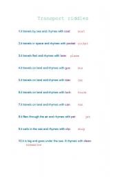 English Worksheet: transport riddles