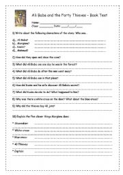 English Worksheet: Ali Baba and the Forty Thieves  Book Test
