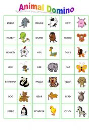 English Worksheet: Animal Domino