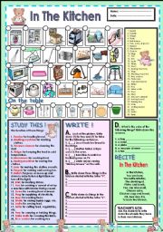 English Worksheet: In the kitchen