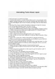 English worksheet: Fun Facts about Japan