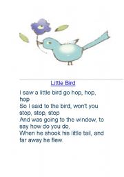 English Worksheet:  a poem about a little bird