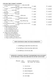 English Worksheet: can - could