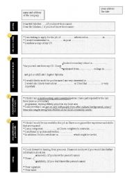 English Worksheet: A Letter of Application