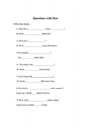 English worksheet: Questions with How