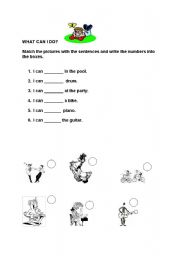 English Worksheet: what can i do?