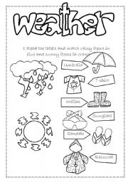 English Worksheet: Weather and Clothes 1/3