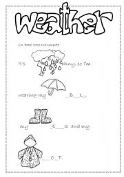 English Worksheet: Weather and clothes 2/3