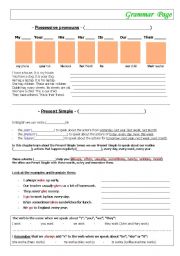 English Worksheet: Grammar: Present Simple, Poss. Pronouns, Plurals