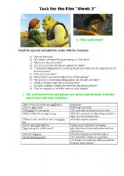 Task for the film Shrek2