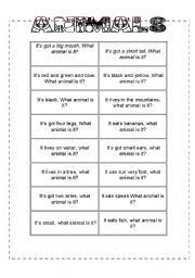 English Worksheet: Animals Game (8 pages) keys included