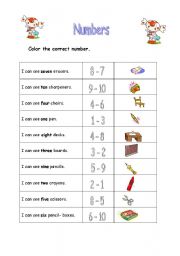 English worksheet: Color the Number