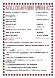 English Worksheet: collocations with at