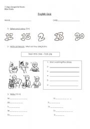 English worksheet: numbers and present progressive