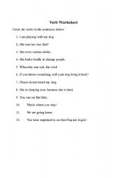 English worksheet: Circle the Verbs