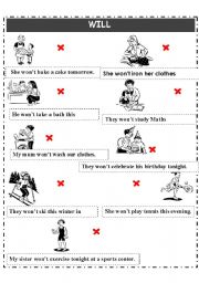 English Worksheet: future negative