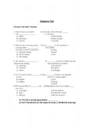 English worksheet: Diagnosis Test