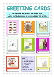 English Worksheet: GREETING CARDS