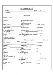 Elementary II Test / activity