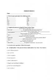 English worksheet: The Present Perfect Tense