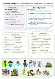 English Worksheet: irregular verbs with present perfect and simple past 2/3