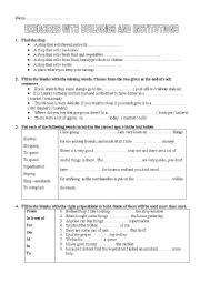 English Worksheet: exercises with buildings , institutions and prepositions