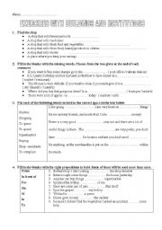 English worksheet: exercises with buildings , institutions and prepositions