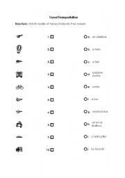 English worksheet: transportations