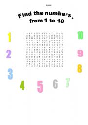 English Worksheet: Number puzzle 
