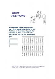 English worksheet: BODY POSITIONS